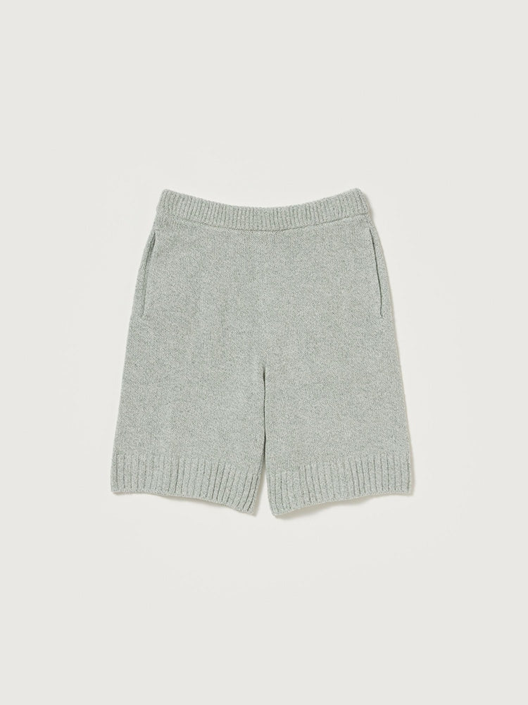 CASHMERE SILK MELANGE KNIT SHORTS - MIX MINT GRAY