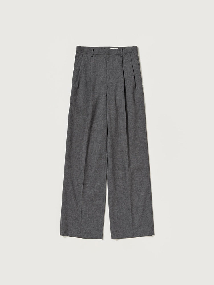 SUMMER TWIST CASHMERE PORA TWO-TUCK SLACKS - TOP CHARCOAL GRAY