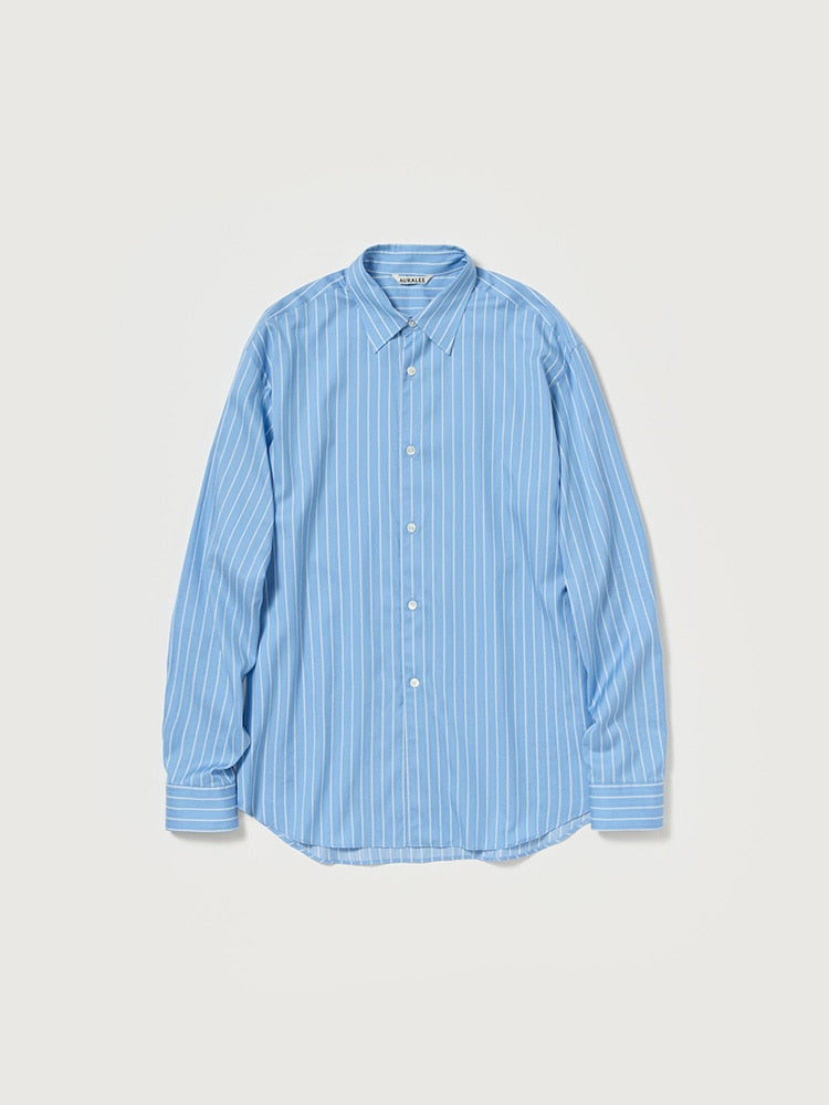 COTTON SILK STRIPE SHIRT - SAX BLUE STRIPE
