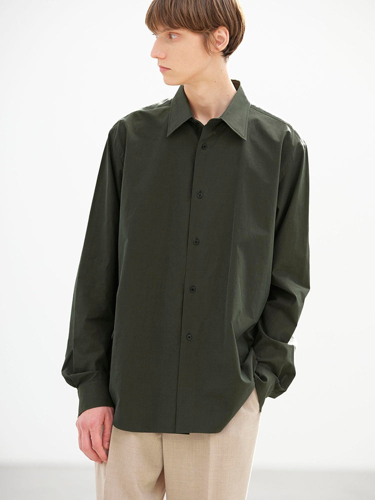 WASHED FINX WEATHER CHAMBRAY SHIRT - DARK OLIVE