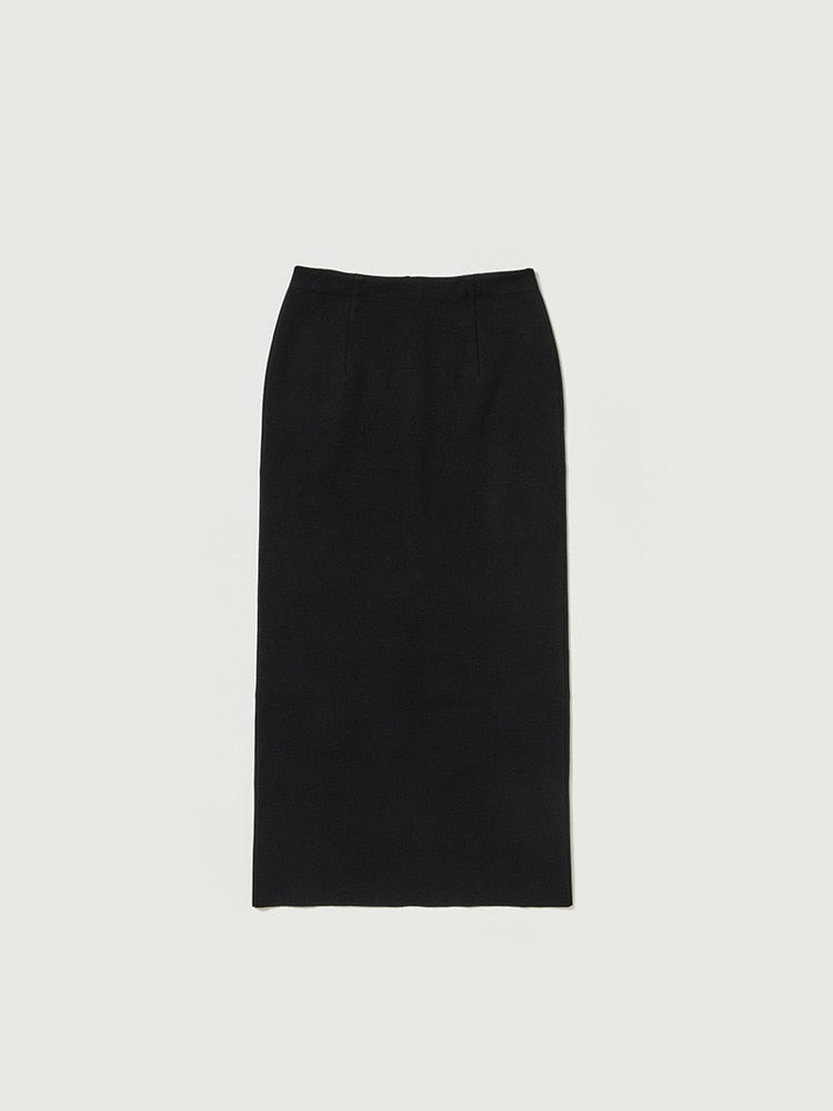 DOUBLE FACED SILK COTTON KNIT SKIRT - BLACK