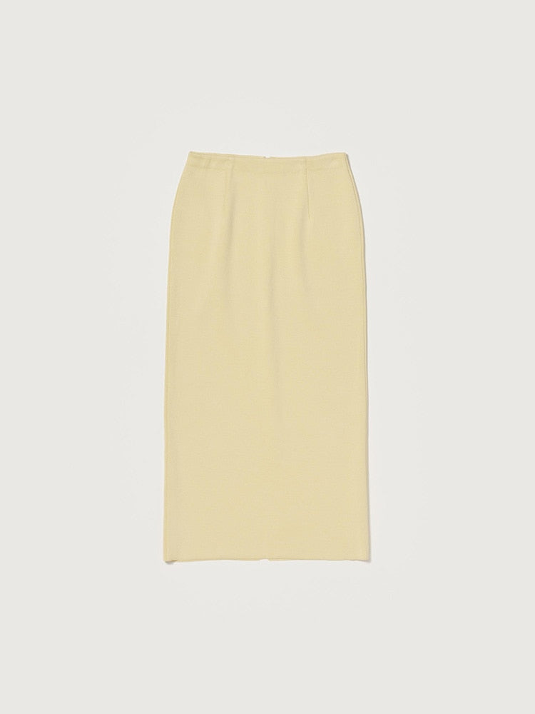 DOUBLE FACED SILK COTTON KNIT SKIRT - YELLOW BEIGE