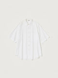 WASHED FINX TWILL BIG HALF SLEEVED SHIRT - WHITE