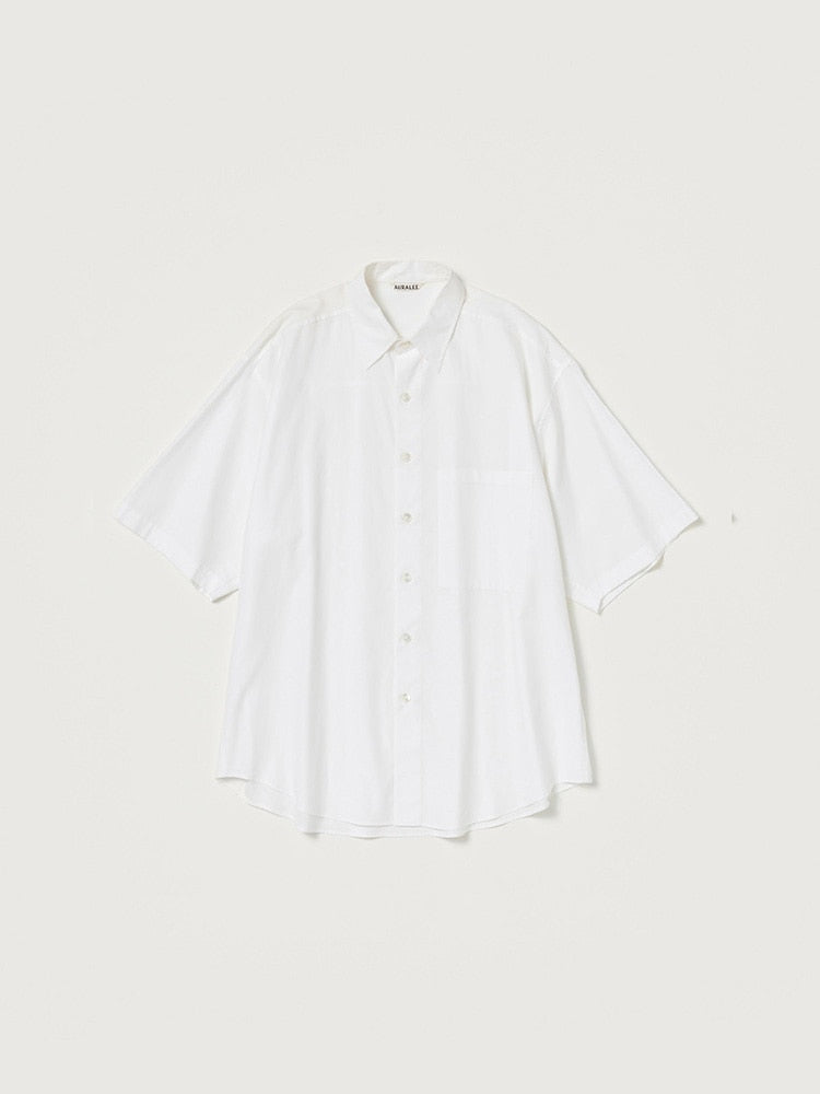 WASHED FINX TWILL BIG HALF SLEEVED SHIRT - WHITE