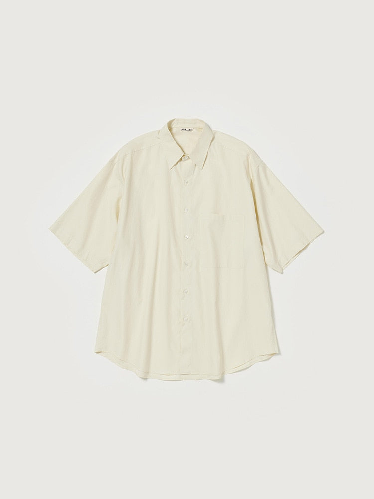 WASHED FINX TWILL BIG HALF SLEEVED SHIRT - VANILLA