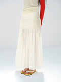 SUPER FINE COTTON LAWN PIN-TUCK SKIRT - IVORY WHITE