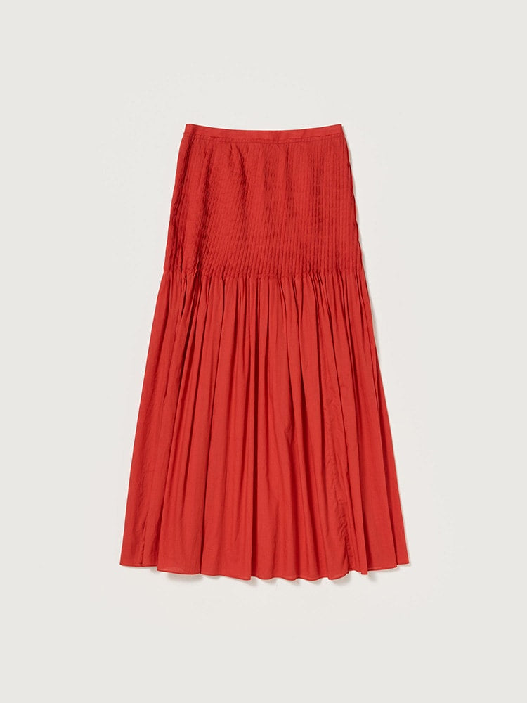 SUPER FINE COTTON LAWN PIN-TUCK SKIRT - RED