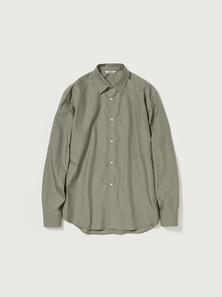 WASHED FINX TWILL SHIRT - OLIVE