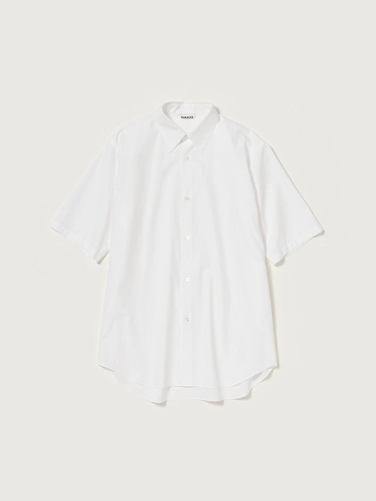 WASHED FINX TWILL HALF SLEEVED SHIRT - WHITE