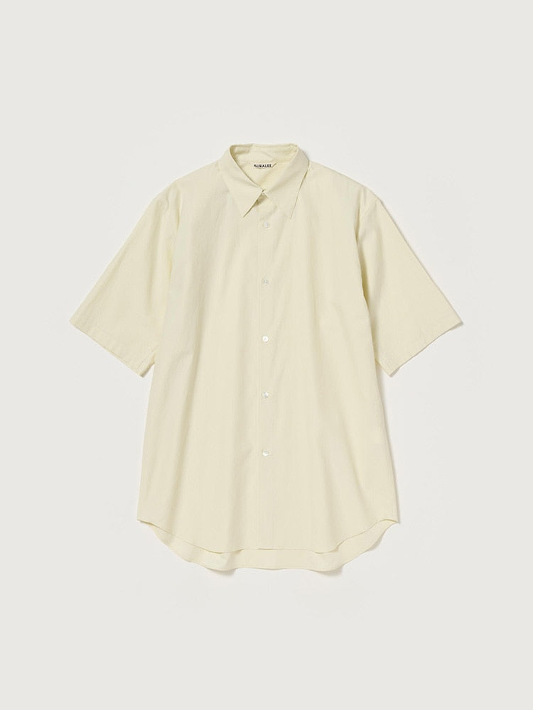 WASHED FINX TWILL HALF SLEEVED SHIRT - VANILLA
