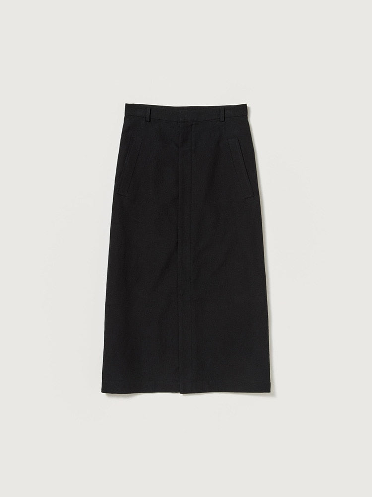 WOOL COTTON LINEN OX SKIRT - BLACK