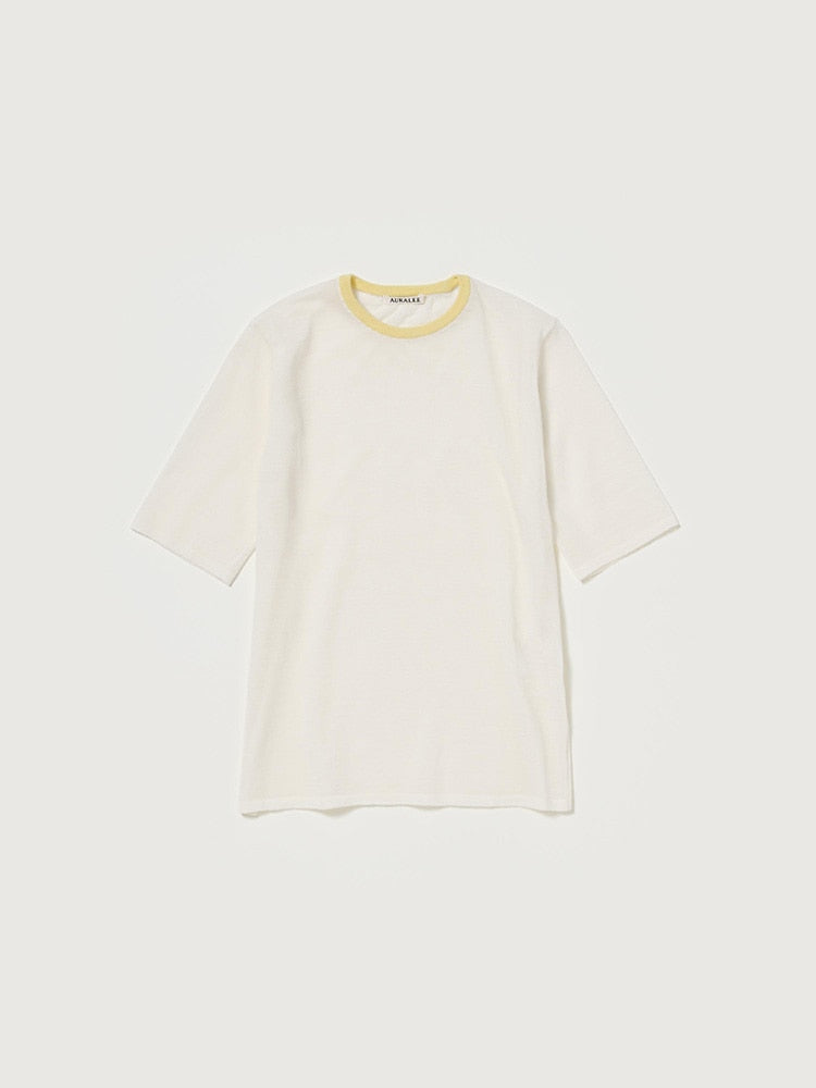 HARD TWIST HIGH GAUGE WOOL SILK KNIT TEE - WHITE