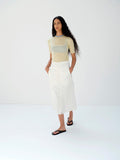 HARD TWIST HIGH GAUGE WOOL SILK KNIT TEE - PALE YELLOW