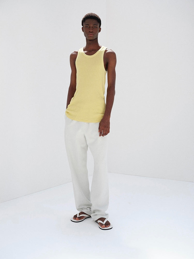 ORGANIC SOFT RIB TANK - DUSTY YELLOW