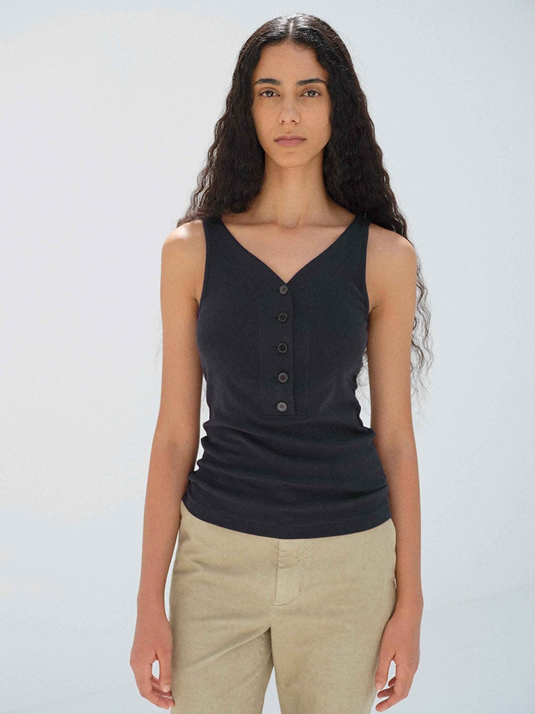 ORGANIC COTTON FINE RIB TANK - DARK NAVY