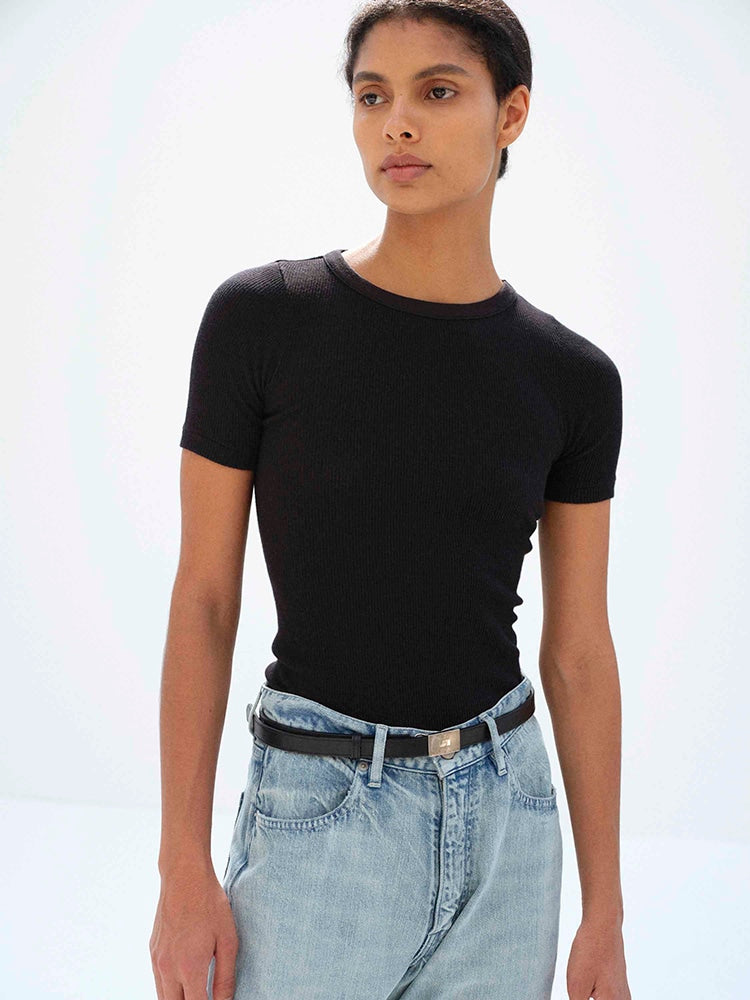 ORGANIC SOFT RIB TEE - BLACK