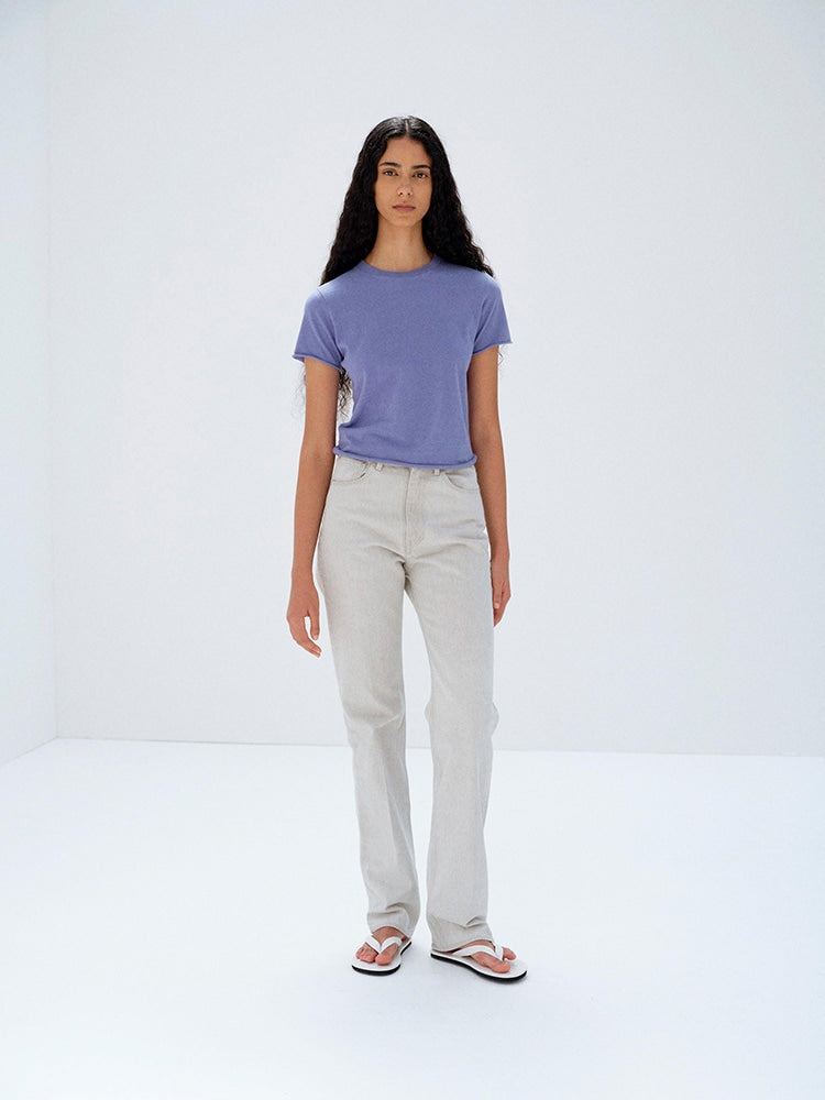 BRUSHED ORGANIC COTTON JERSEY TEE - LIGHT PURPLE