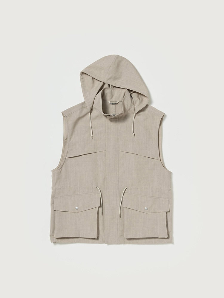 WOOL MAX CANVAS OVER VEST - TOP GRAY BEIGE