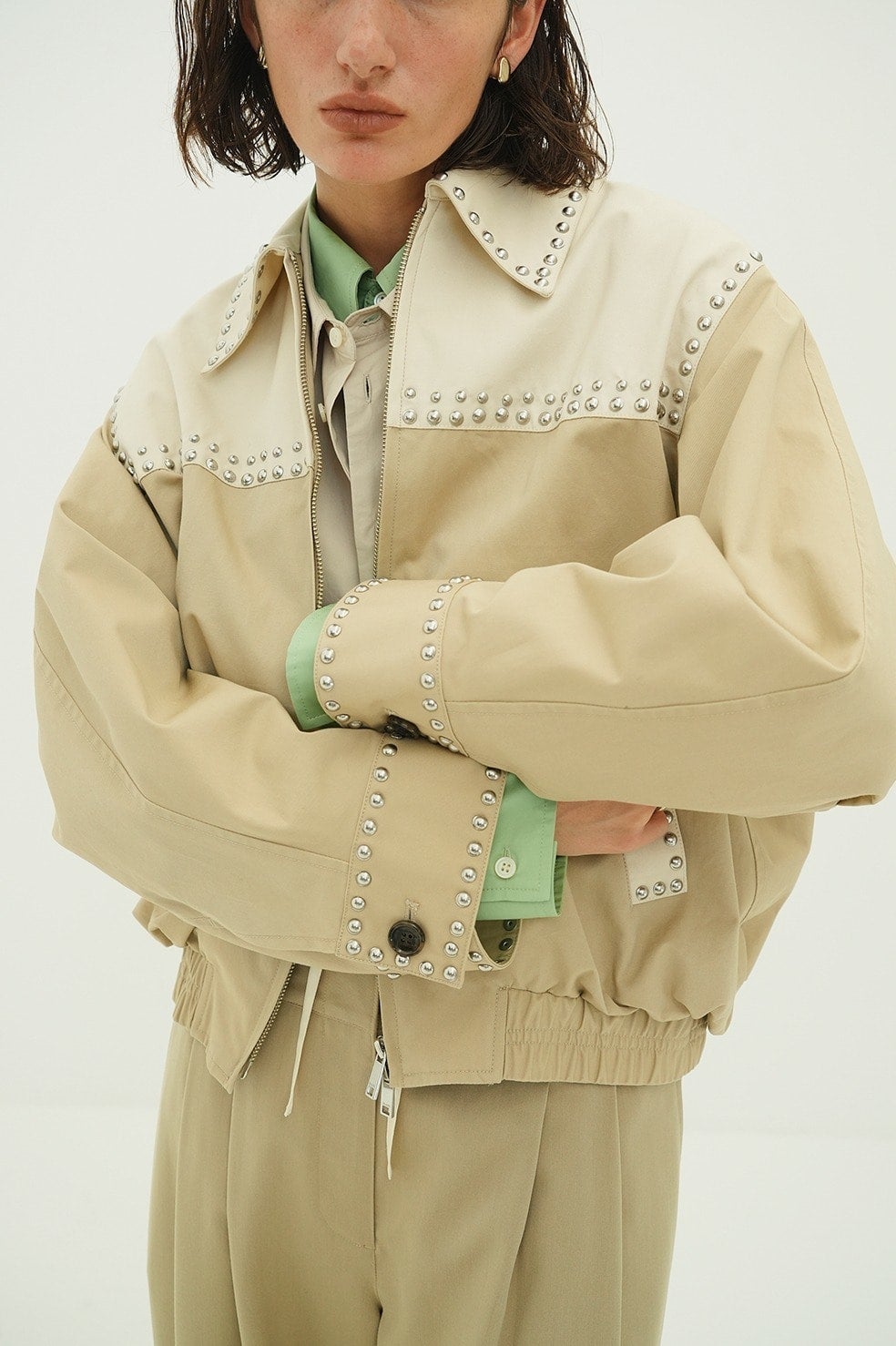 W COLOR STUDDED DRIZZLER JACKET