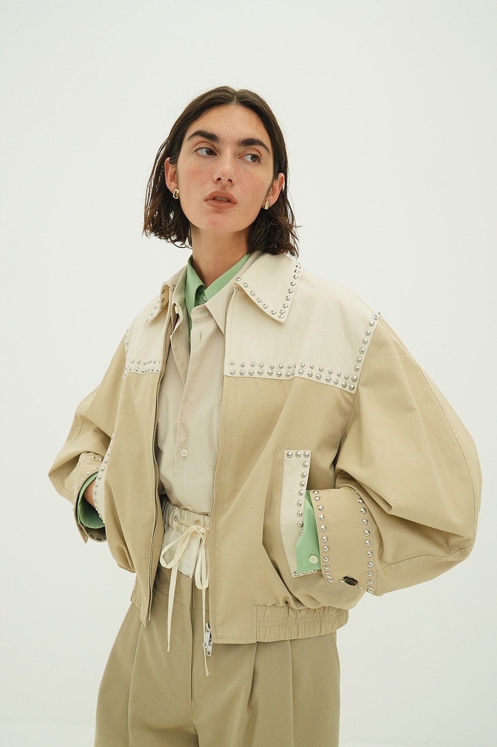 W COLOR STUDDED DRIZZLER JACKET