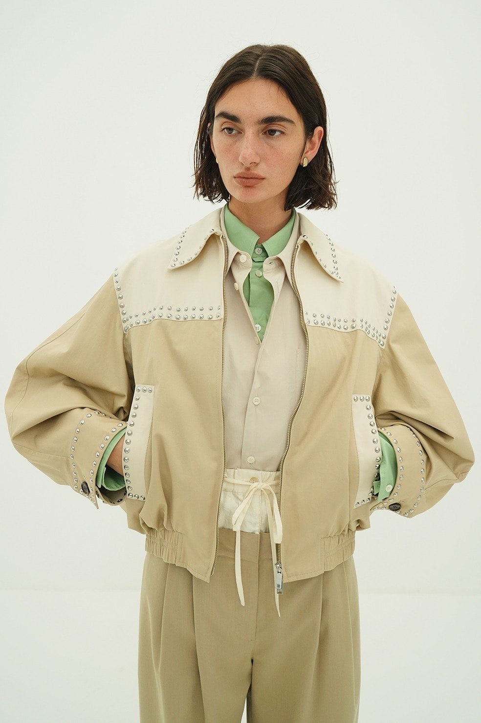 W COLOR STUDDED DRIZZLER JACKET