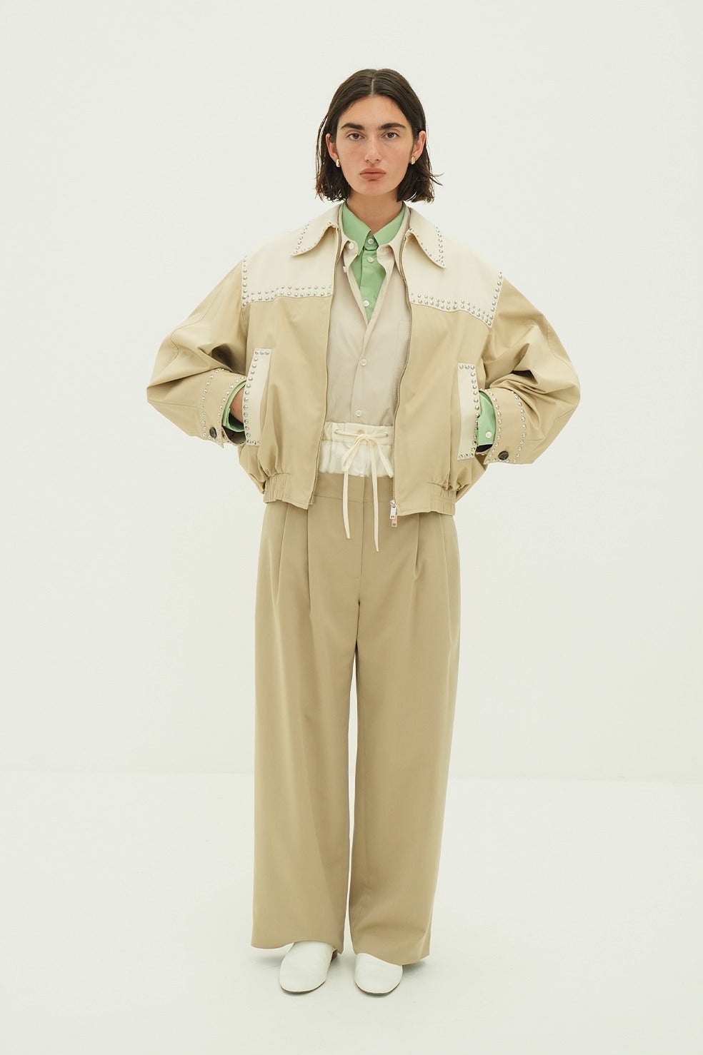 W COLOR STUDDED DRIZZLER JACKET