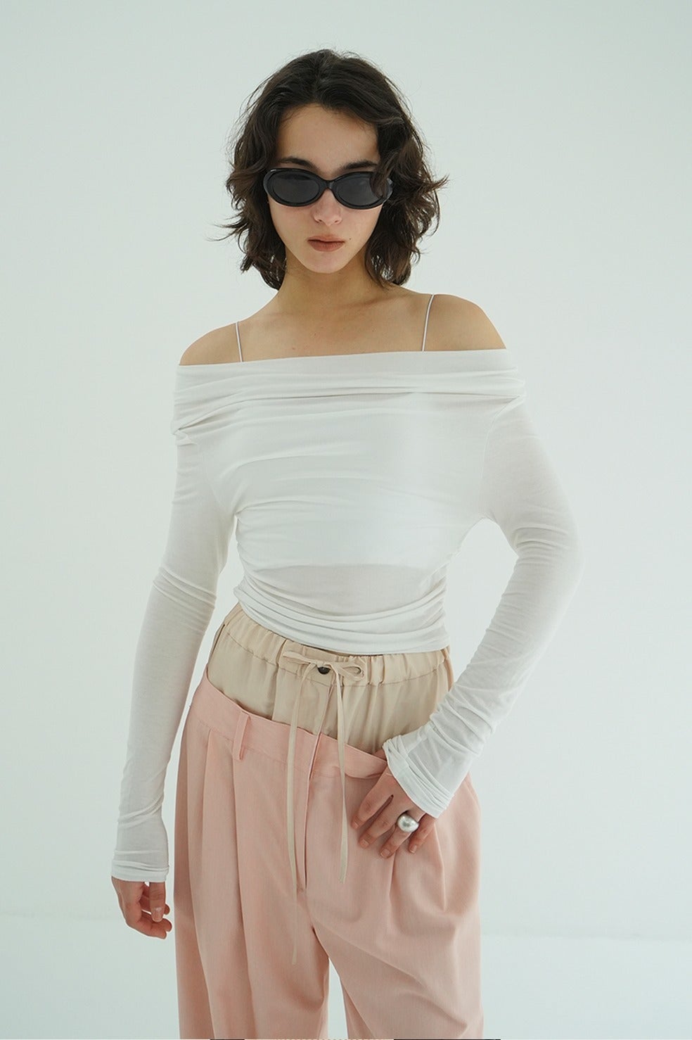 DRAPED OFF SHOULDER SOFT CUT TOPS
