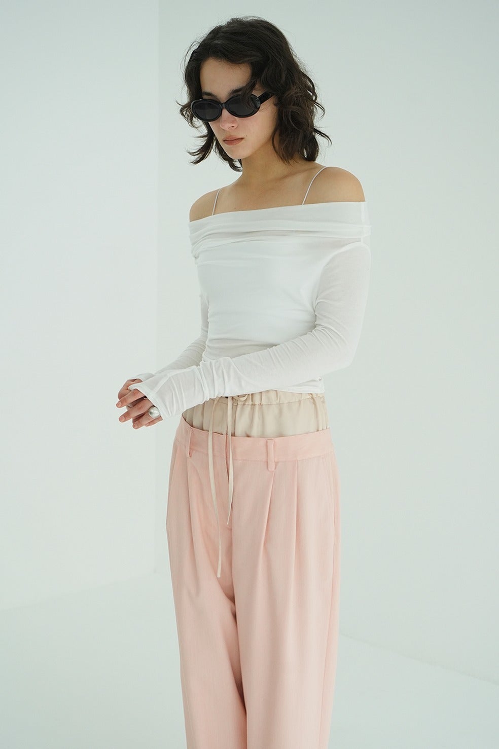 DRAPED OFF SHOULDER SOFT CUT TOPS