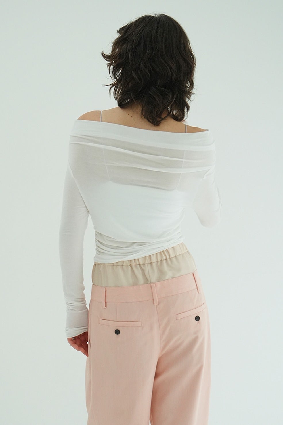 DRAPED OFF SHOULDER SOFT CUT TOPS