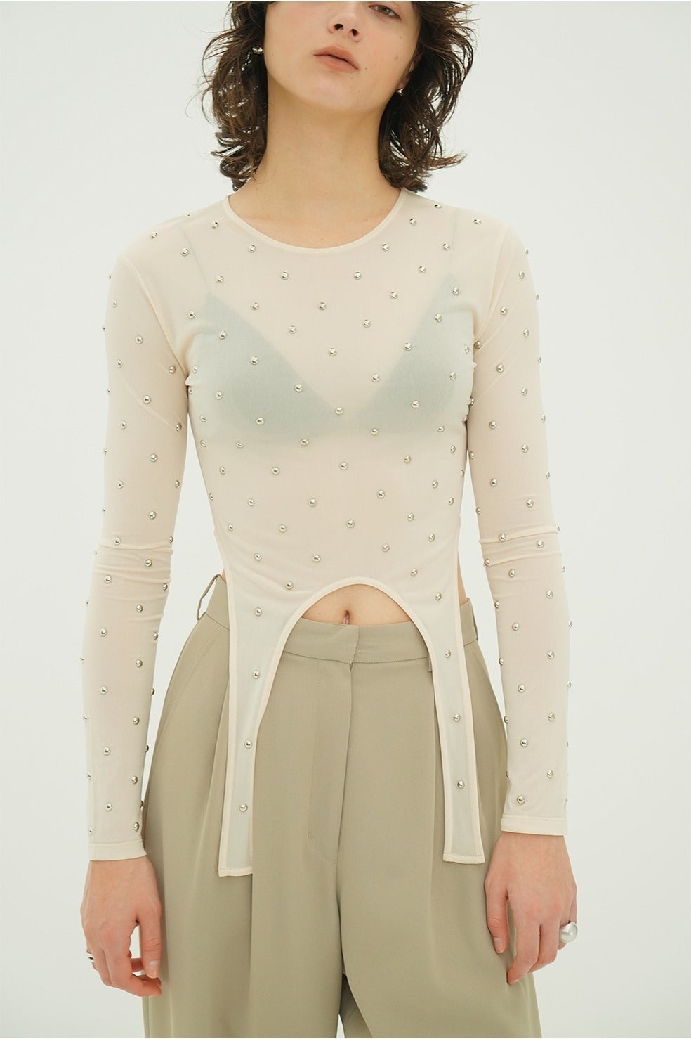 STUDDED BIJOU SHEER TOPS