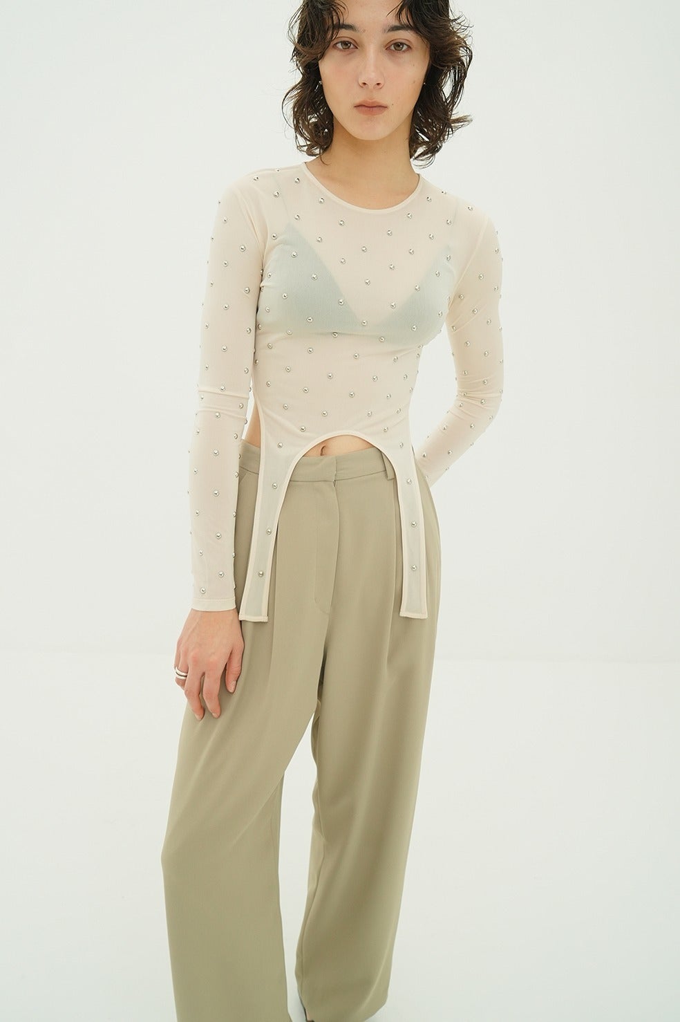 STUDDED BIJOU SHEER TOPS