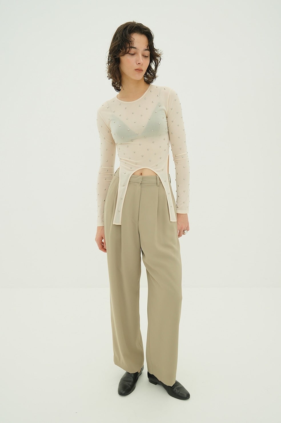 STUDDED BIJOU SHEER TOPS