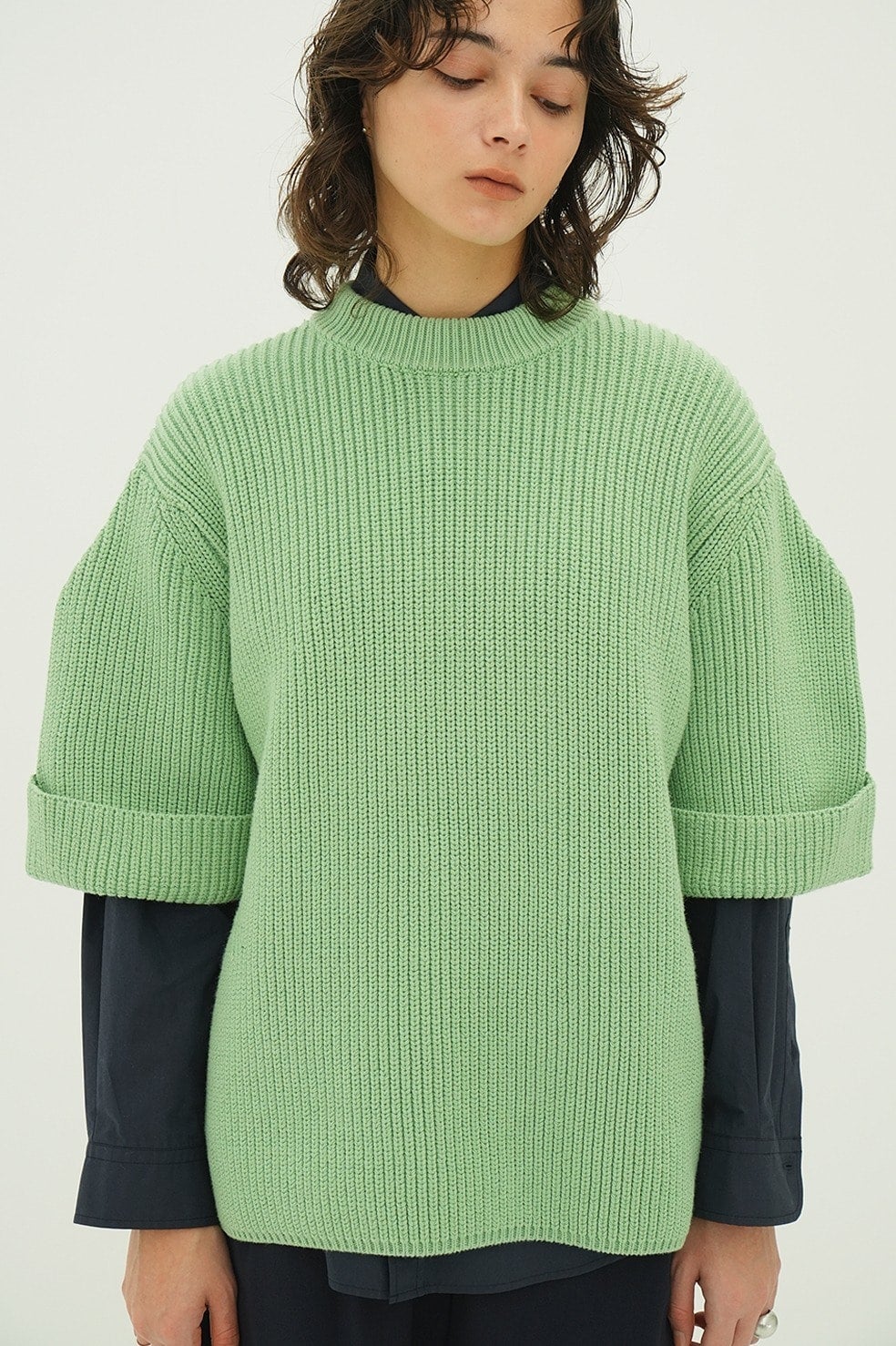 OVER HALF SLEEVE KNIT TOPS