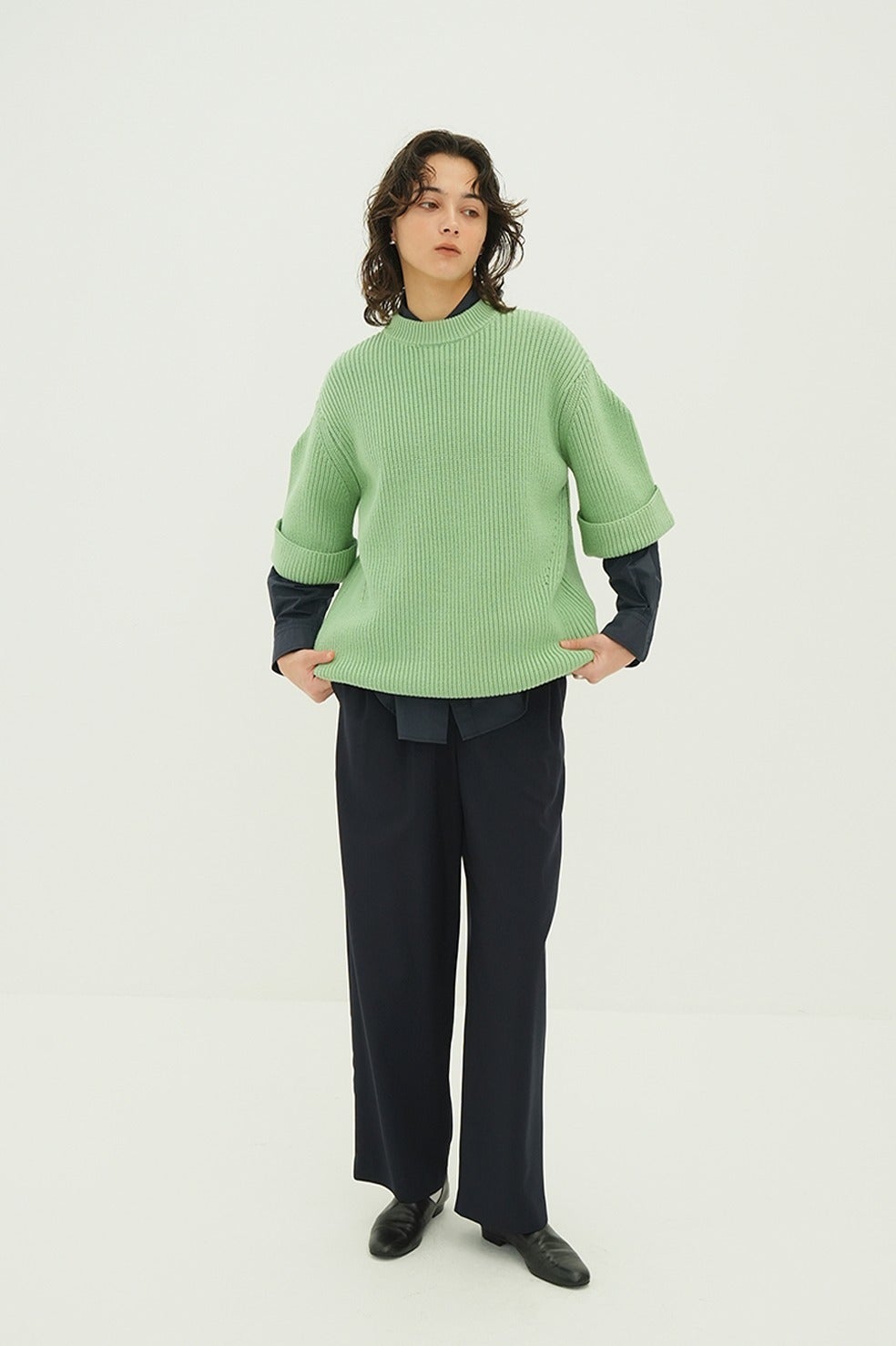 OVER HALF SLEEVE KNIT TOPS