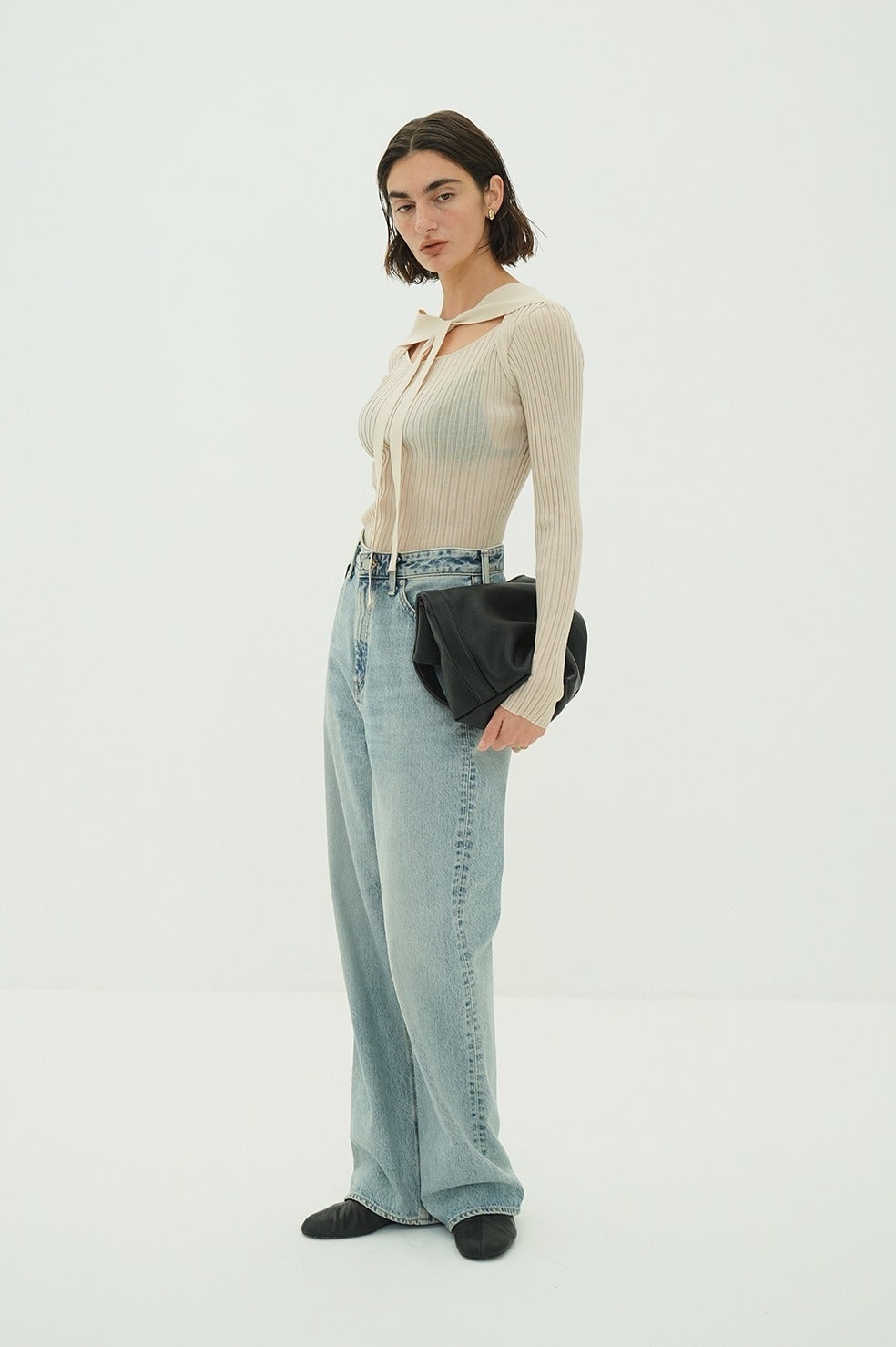 SHEER RIB RIBBON KNIT TOPS