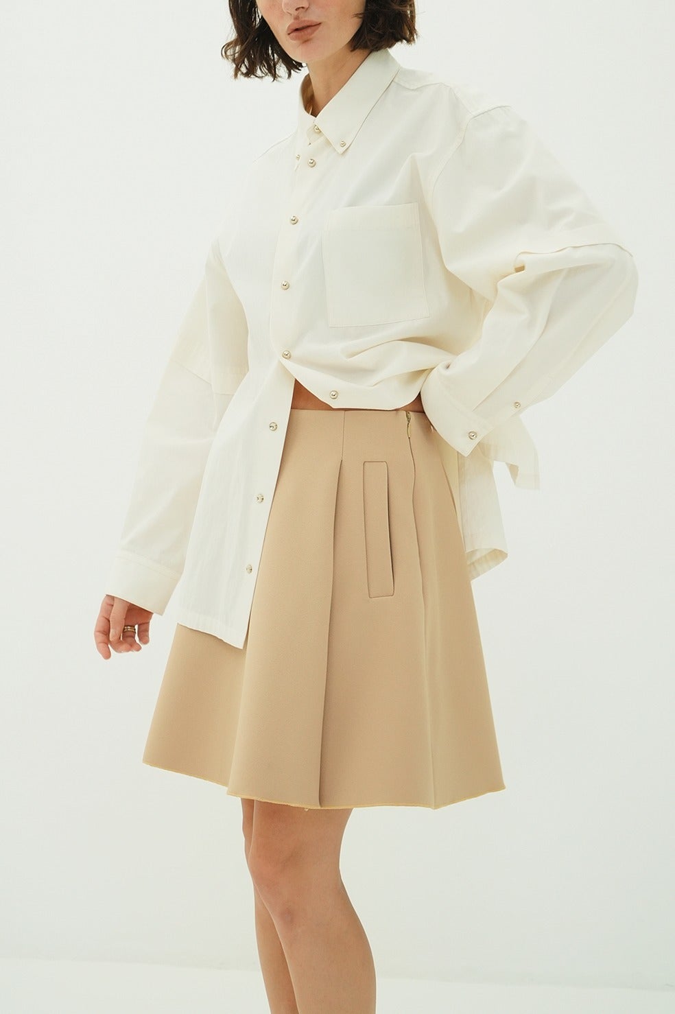 LOW WAIST FLARE MINI SKIRT