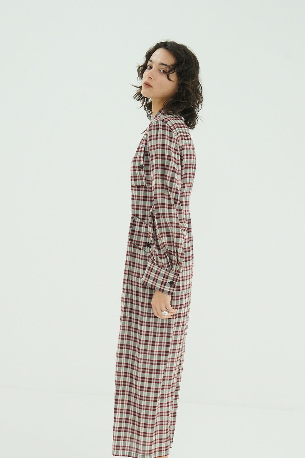 UP POCKET CHECK SHIRT ONEPIECE