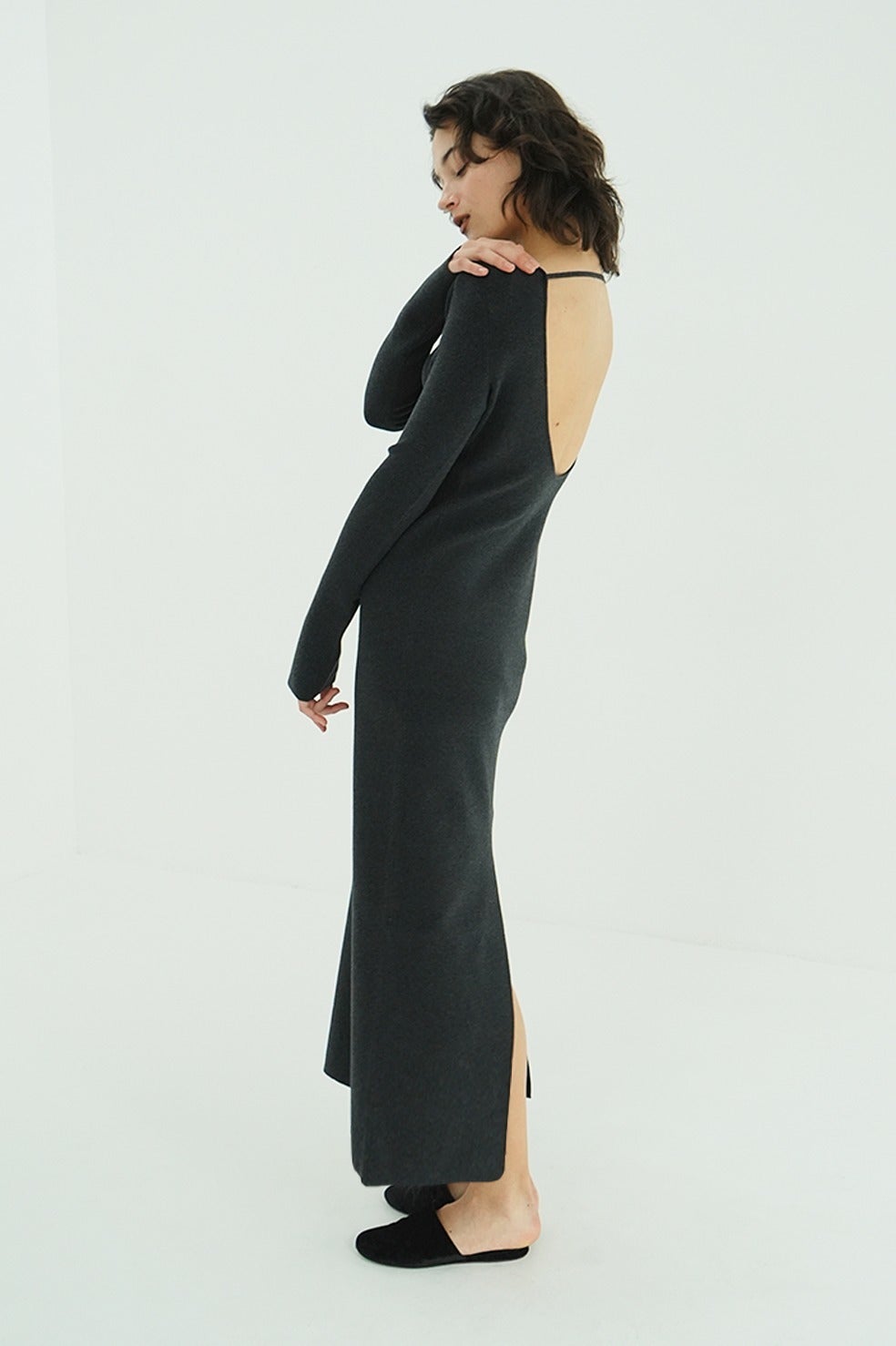 W FACE POWER SHOULDER KNIT ONEPIECE