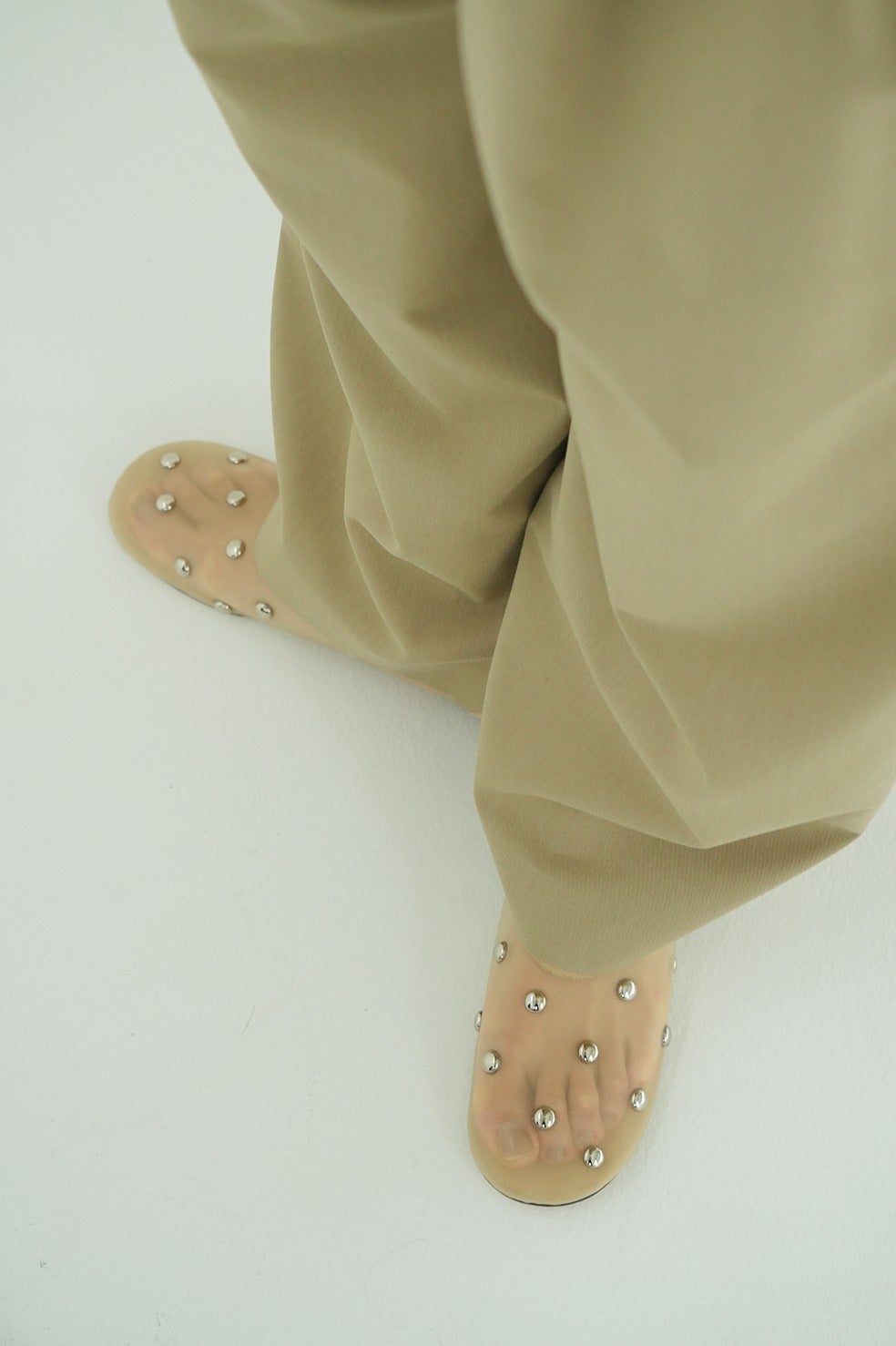 STUDDED MESH FLAT SHOES