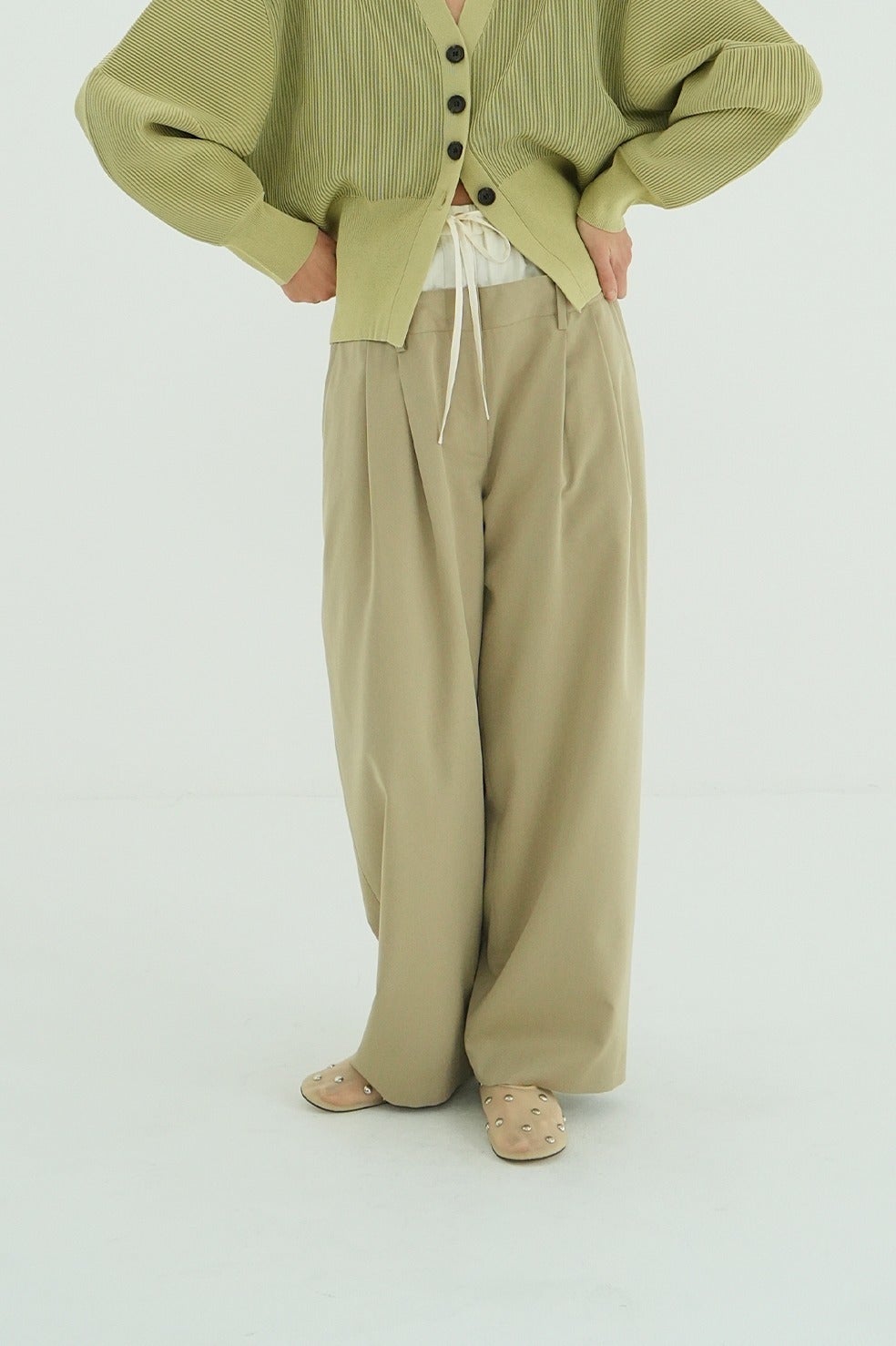 STUDDED MESH FLAT SHOES