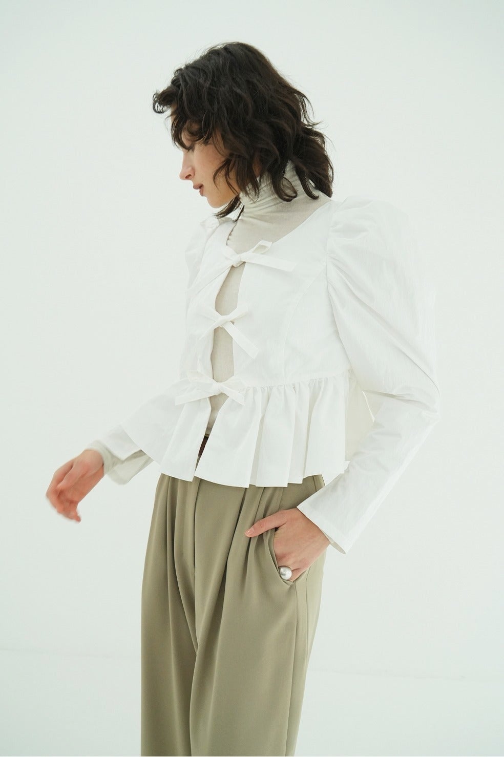 SHORT PEPLUM RIBBON TOPS