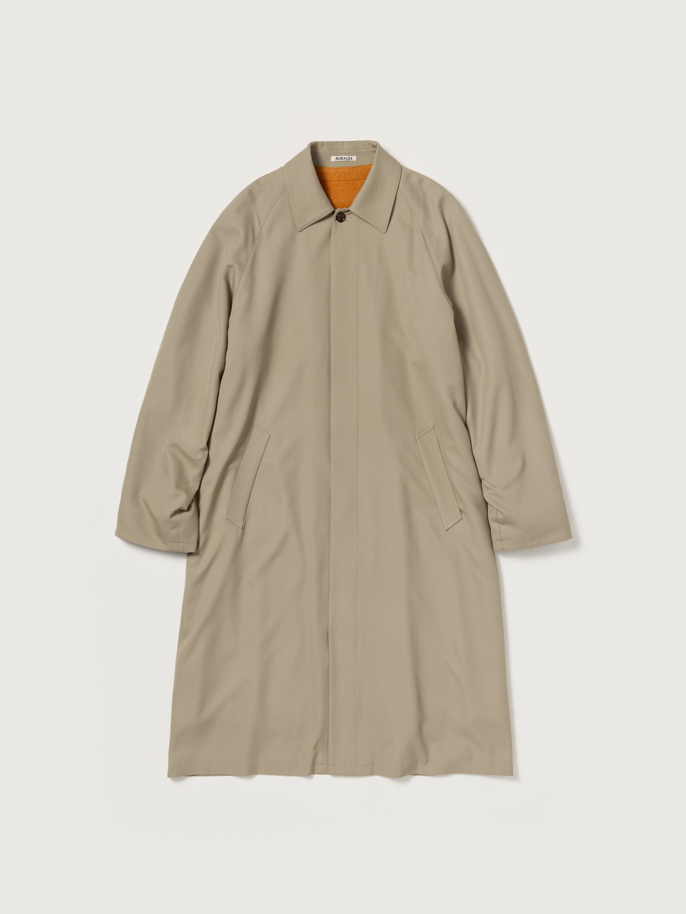 ULTRA FINE WOOL TWILL WOOL-LINED COAT - BEIGE &times; MIX ORANGE