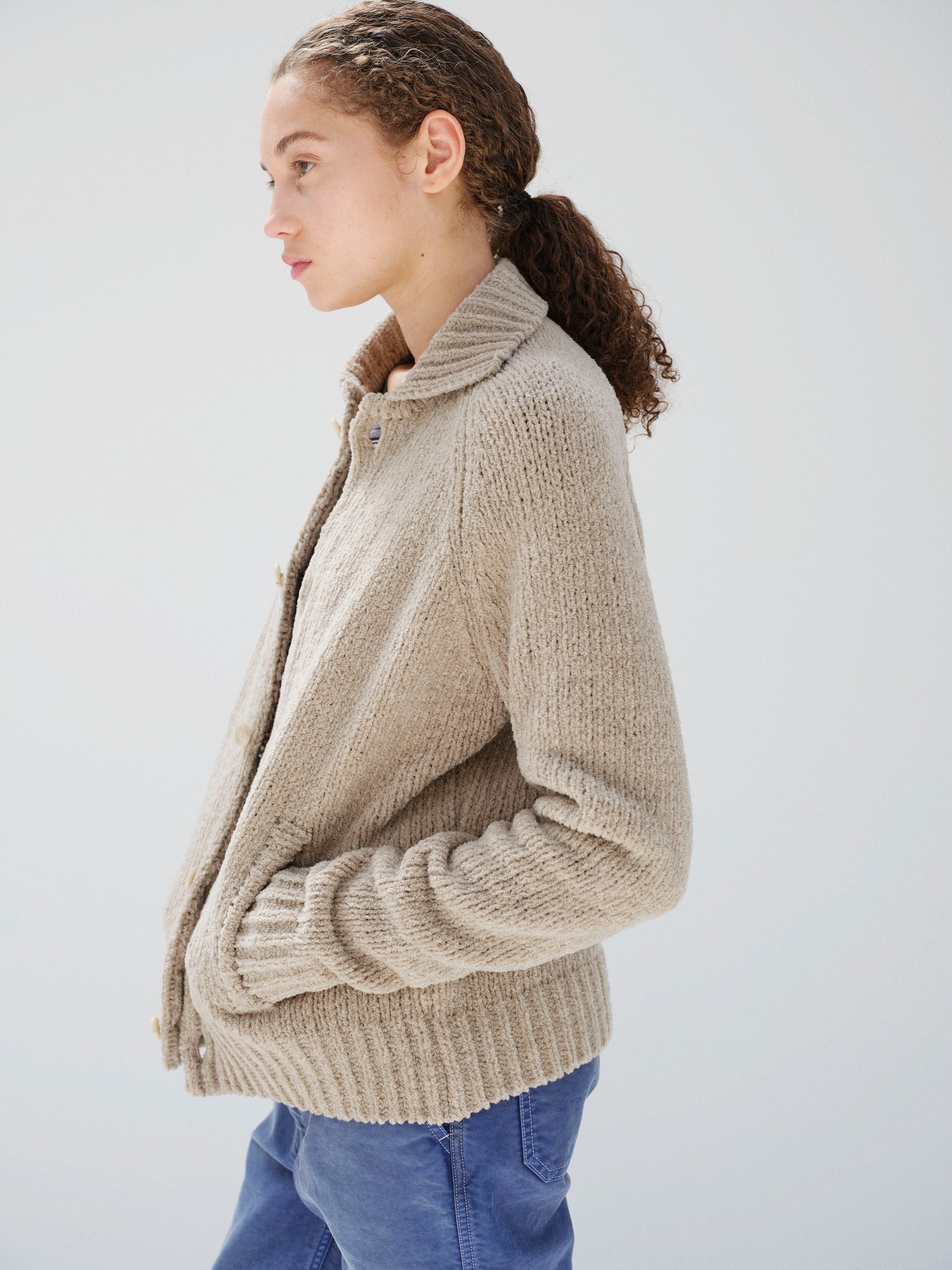 CASHMERE CHENILLE KNIT CARDIGAN