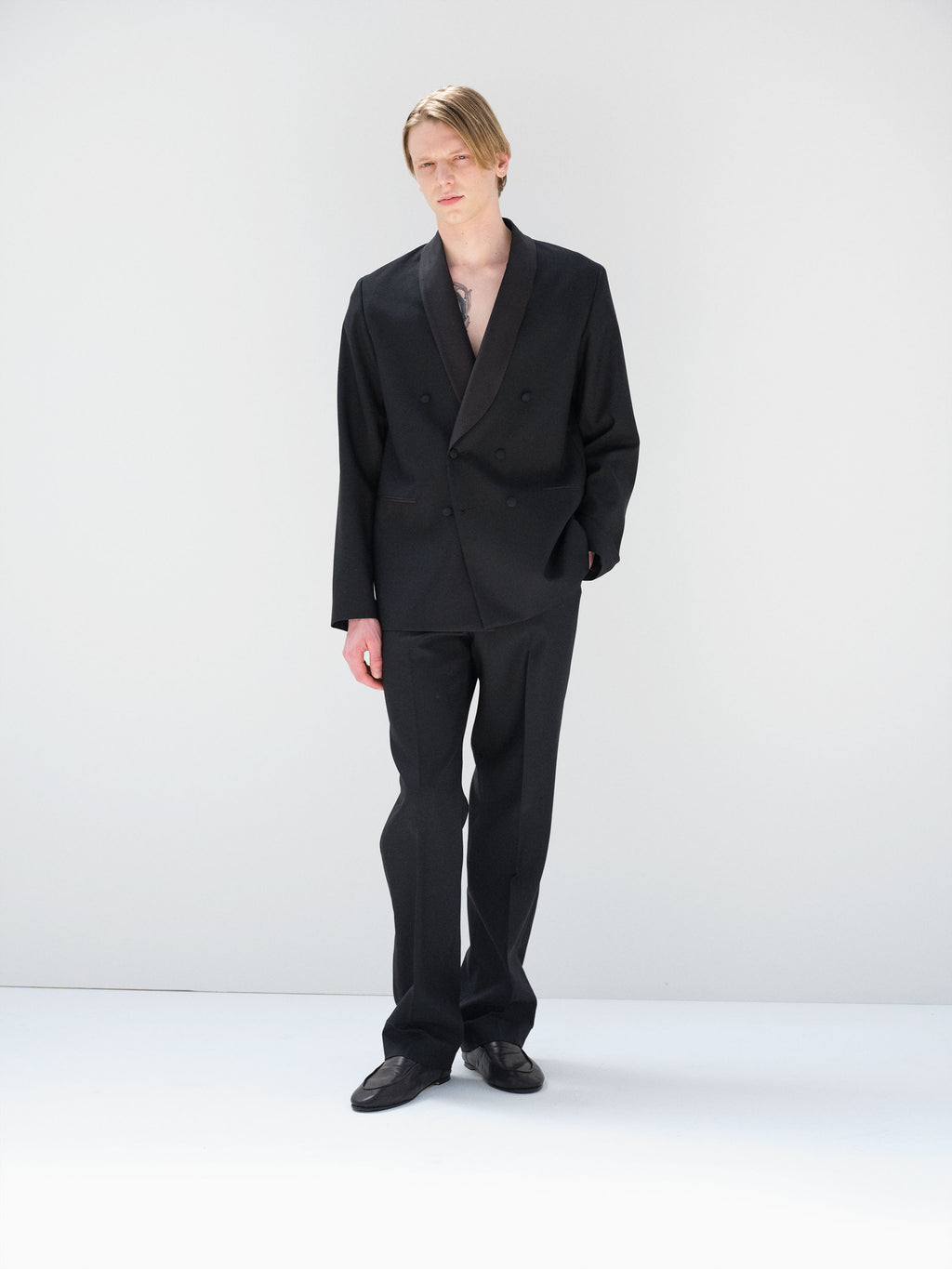 HIGH-DENSITY WOOL WORSTED SHAWL COLLAR JACKET