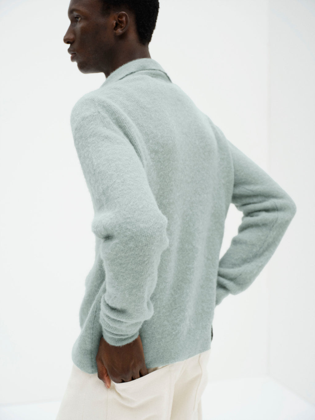 BABY SURI ALPACA SHEER KNIT SKIPPER POLO