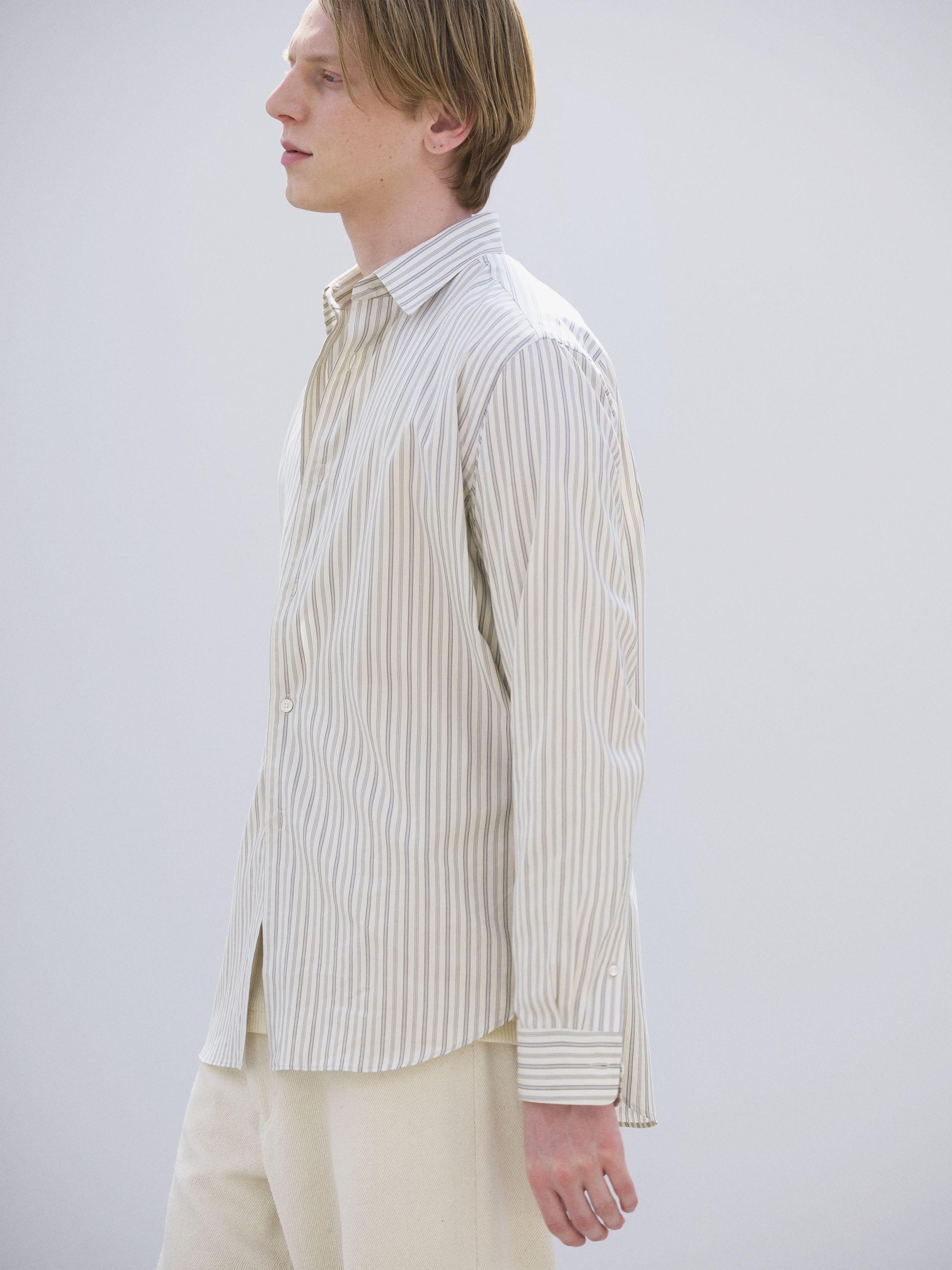 COTTON SILK STRIPE SHIRT