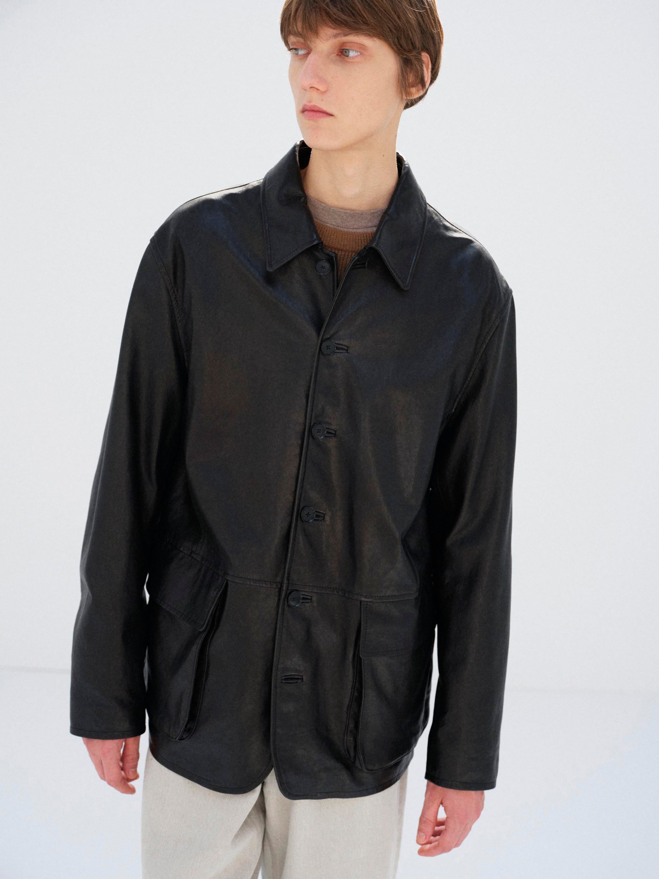 TEXTURED LAMB LEATHER BLOUSON