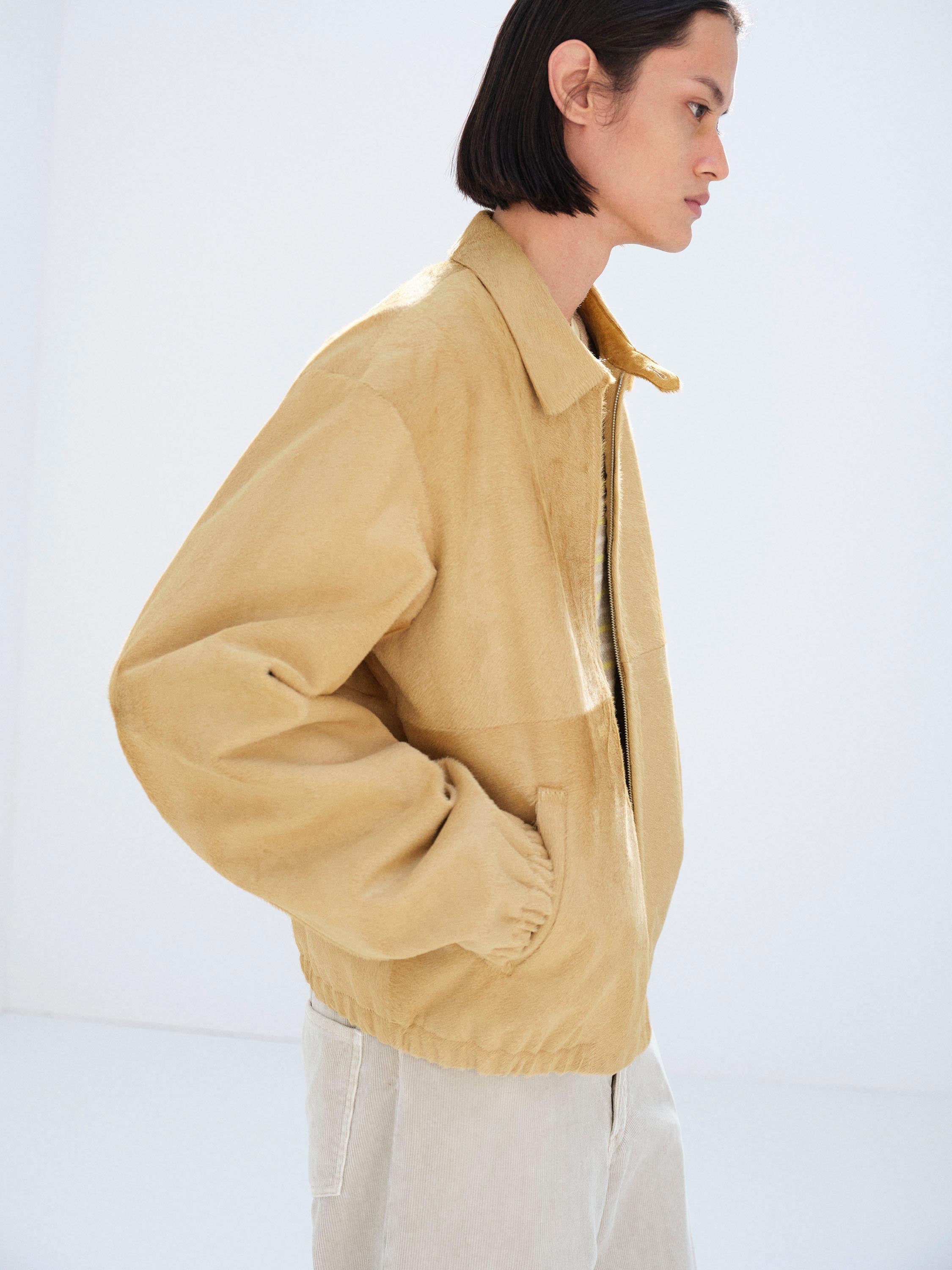 CALF HAIR ZIP BLOUSON
