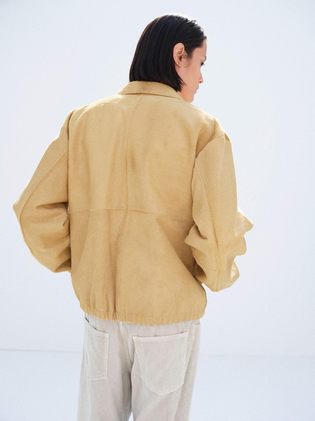 CALF HAIR ZIP BLOUSON