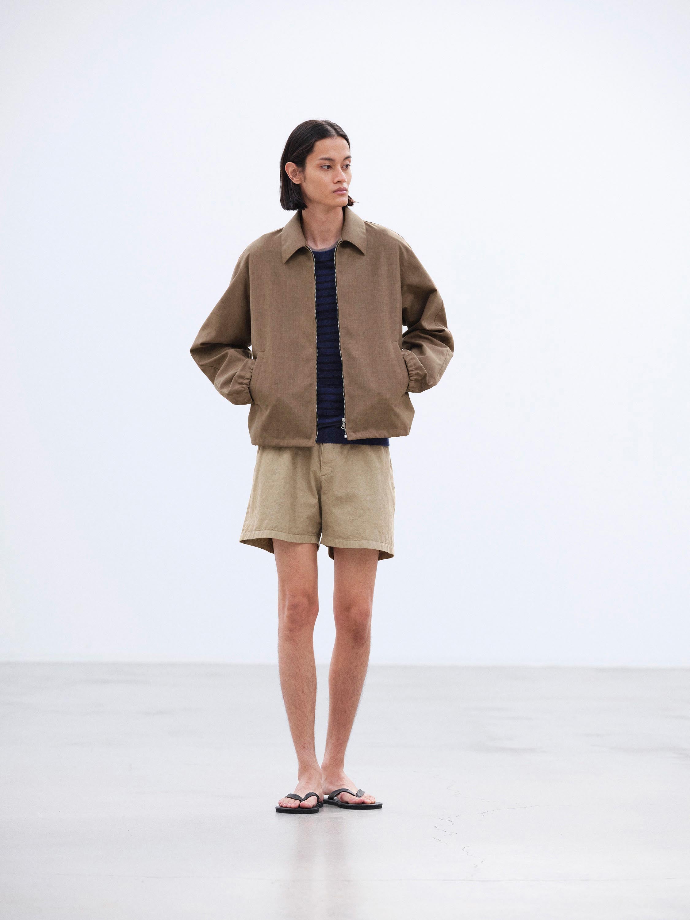 BONDED TROPICAL WOOL ZIP BLOUSON